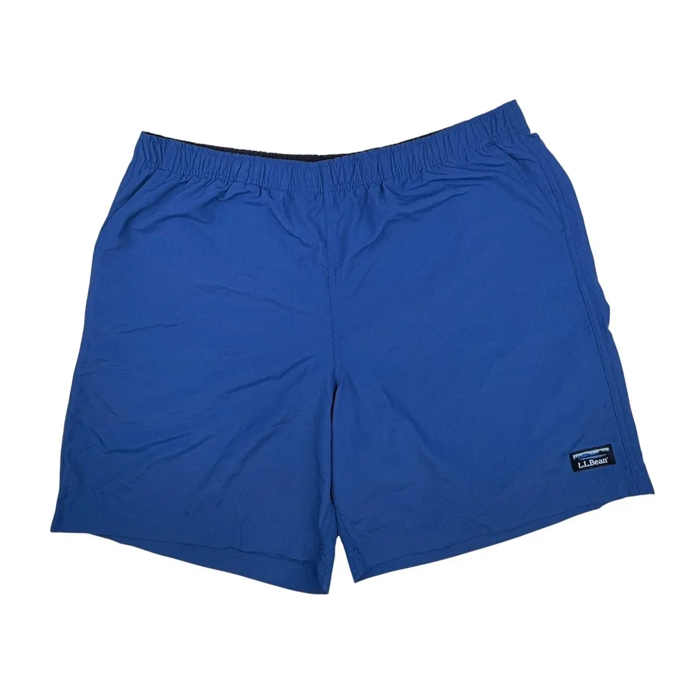 L.L.Bean Men's XL Blue Supplex Sport Shorts Swim Trunks Nylon Mesh Lined Outdoor